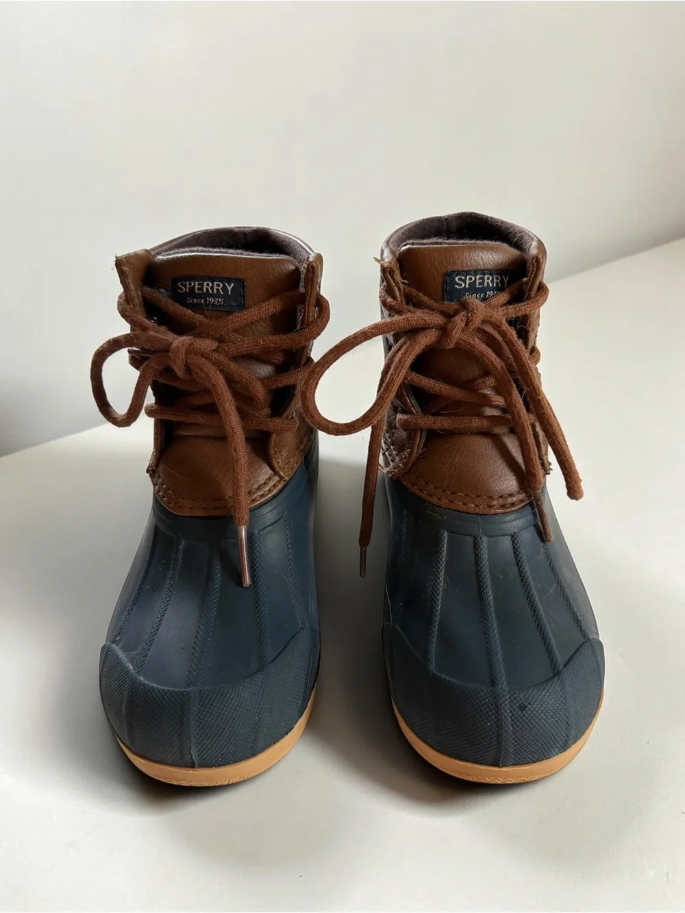 SPERRY VGUC Classic Navy Waterproof Genuine Leather Duck Boots
